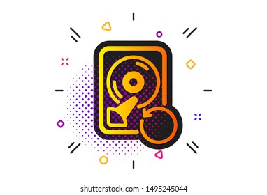 Backup data sign. Halftone circles pattern. Recovery hdd icon. Restore information symbol. Classic flat recovery hdd icon. Vector
