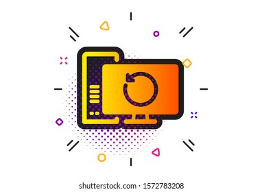 Backup data sign. Halftone circles pattern. Recovery computer icon. Restore information symbol. Classic flat recovery computer icon. Vector