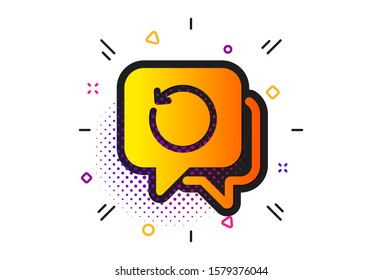 Backup data sign. Halftone circles pattern. Recovery info icon. Restore information symbol. Classic flat recovery data icon. Vector