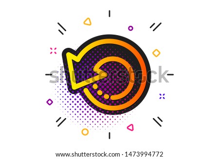Backup data sign. Halftone circles pattern. Recovery info icon. Restore information symbol. Classic flat recovery data icon. Vector