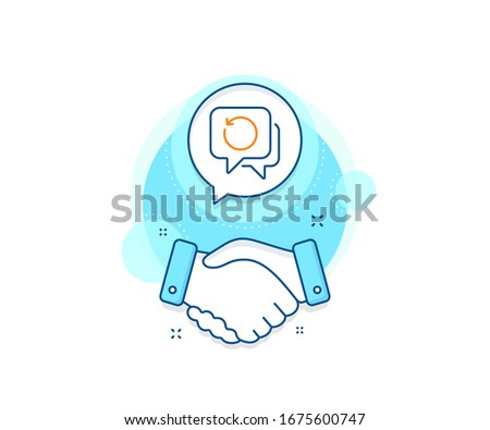 Backup data sign. Handshake deal complex icon. Recovery info line icon. Restore information symbol. Agreement shaking hands banner. Recovery data sign. Vector