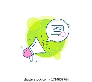 Datenzeichen sichern. Megaphone Beförderung Komplex Symbol. Symbol der Wiederherstellungswolke Symbol für Informationen wiederherstellen. Business-Marketing-Banner. Cloud-Zeichen für die Erholung. Vektorillustration