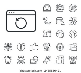 Backup data sign. Place location, technology and smart speaker outline icons. Recovery internet line icon. Restore information symbol. Recovery internet line sign. Vector