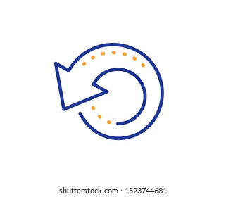 Backup data sign. Recovery info line icon. Restore information symbol. Colorful outline concept. Blue and orange thin line recovery data icon. Vector