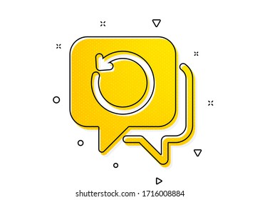 Signo de datos de copia de seguridad.Icono de información de recuperación. Restaurar símbolo de información. Patrón de círculos amarillos. Icono de datos de recuperación estándar. Elementos geométricos. Vector