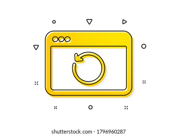 Backup data sign. Recovery internet icon. Restore information symbol. Yellow circles pattern. Classic recovery internet icon. Geometric elements. Vector