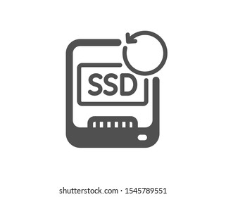 Backup data sign. Recovery ssd icon. Restore information symbol. Classic flat style. Simple recovery ssd icon. Vector