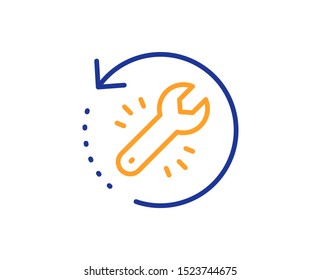 Backup data sign. Recovery tool line icon. Restore information symbol. Colorful outline concept. Blue and orange thin line recovery tool icon. Vector