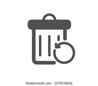 Backup data sign. Recovery trash bin icon. Restore information symbol. Classic flat style. Simple recovery trash icon. Vector