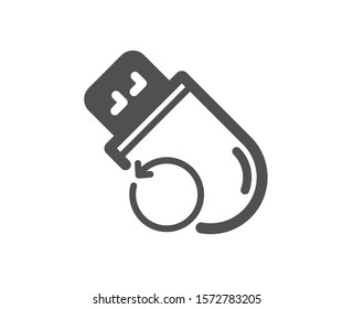 Backup data sign. Recovery usb memory icon. Restore information symbol. Classic flat style. Simple flash memory icon. Vector
