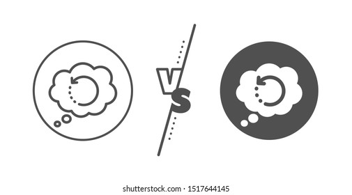 Backup data sign. Versus concept. Recovery info line icon. Restore information symbol. Line vs classic recovery data icon. Vector