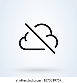 backup data Stop sign line icon or logo. Cloud sync or cloud refresh concept. Prohibited Data Storage Cloud vector linear illustration.