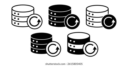 Backup Database Icons Black And White Color Symbols Vector Design
