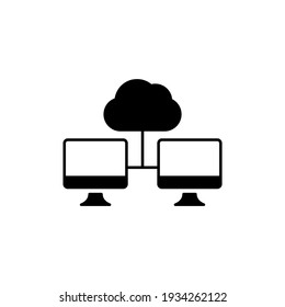 Backup database, sync data icon in solid black flat shape glyph icon, isolated on white background 
