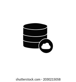 Backup database, sync data icon in solid black flat shape glyph icon, isolated on white background 