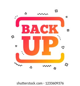 Backup date sign icon. Storage symbol with arrow. Colorful geometric shapes. Gradient backup icon design.  Vector