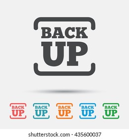 Backup date sign icon. Storage symbol with arrow. Graphic element on white background. Colour clean flat backup icons. Vector