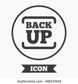 Backup date sign icon. Storage symbol with arrow. Graphic design element. Flat symbol in circle button. Vector
