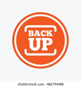 Backup date sign icon. Storage symbol with arrow. Graphic design element. Flat backup symbol on the round button. Vector