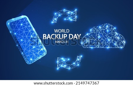 Backup day world cloud technology smartphone, vector art illustration.