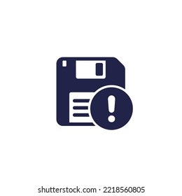 backup error, warning icon with a floppy disk