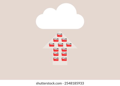 Backup file upload on the cloud. concept of Data transfer via cloud technology , large online database with modern, fast and secure internet