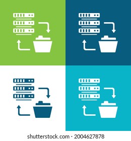 Backup Flat cuatro colores mínimo conjunto de iconos