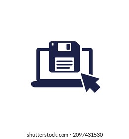 backup, floppy disk icon with laptop