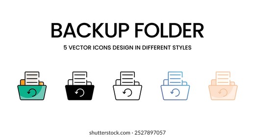 Pasta de backup ícones de vetor definir ilustração de estoque