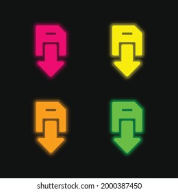 Icono de vector de neón brillante de cuatro colores de respaldo