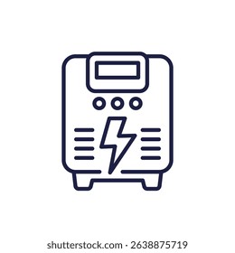 backup generator icon, energy storage system line vector