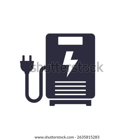 backup generator icon, power storage system on white