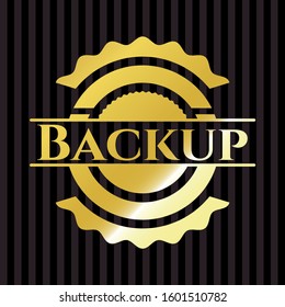 Backup golden emblem or badge. Vector Illustration. Detailed.