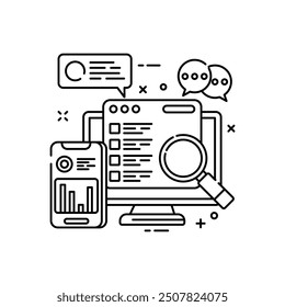 Backup Hub Outline Icon, Vector illustration
