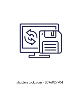 backup icon with a floppy disk, line vector