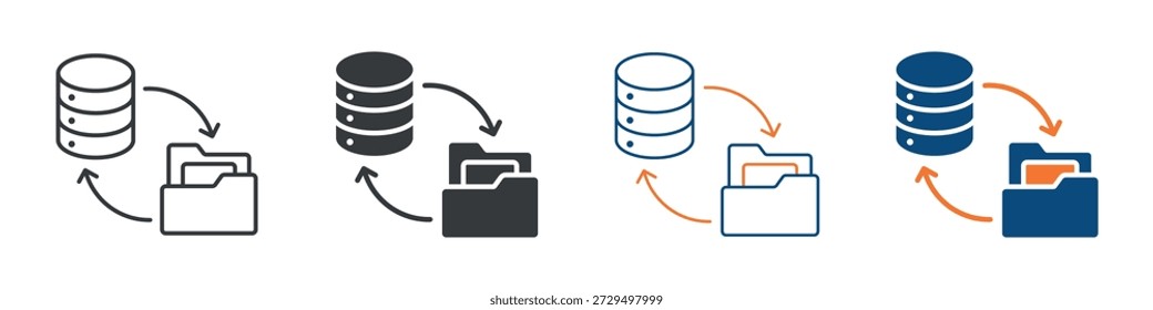 Conjunto de Ícones de Backup e Coleção de Vários Estilos