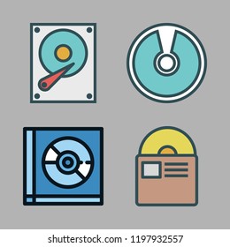 backup icon set. vector set about compact disc and hard disk icons set.
