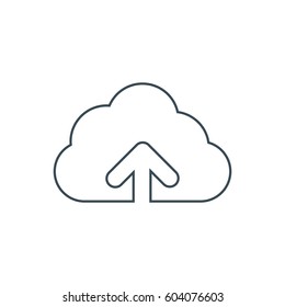 Backup icon vector. Cloud with an arrow on the white background. Vector illustration