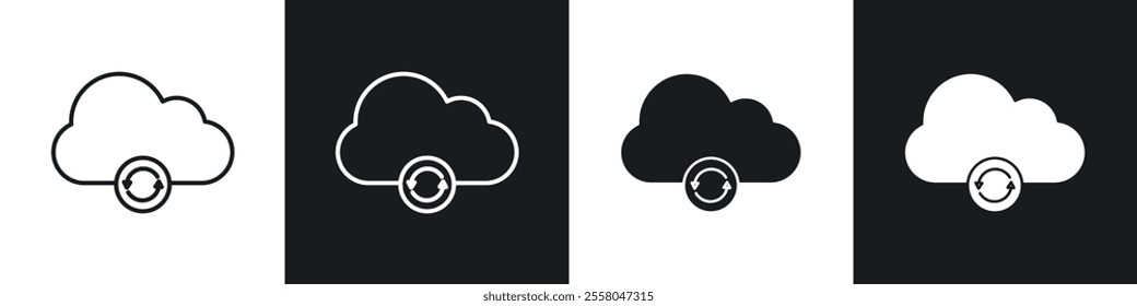Backup icons pack in black and white filled and outlined versions.