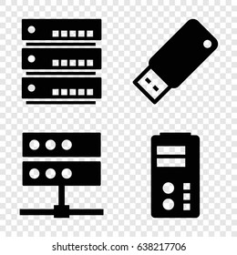 Backup icons set. set of 4 backup filled icons such as usb drive