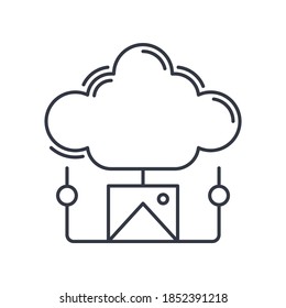Backup image icon, linear isolated illustration, thin line vector, web design sign, outline concept symbol with editable stroke on white background.