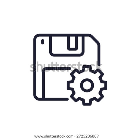 backup line icon with floppy disk and gear