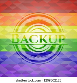 Backup on mosaic background with the colors of the LGBT flag