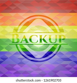Backup on mosaic background with the colors of the LGBT flag
