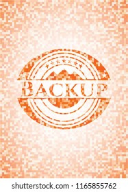 Backup orange mosaic emblem with background