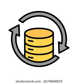 Ilustração de vetor de ícone de cor de contorno de backup