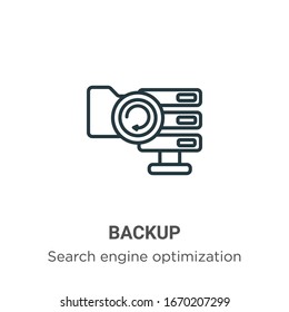Backup outline vector icon. Thin line black backup icon, flat vector simple element illustration from editable search engine optimization concept isolated stroke on white background