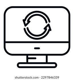 Backup pc icon outline vector. Data cloud. Computer storage