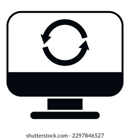 Backup pc icon simple vector. Data cloud. Computer storage