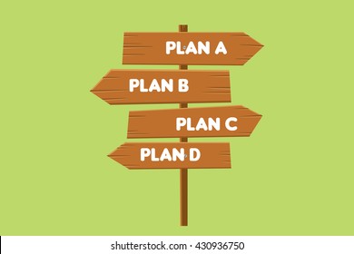 backup plan illustration with road sign plan a b c d as a option vector graphic illustration